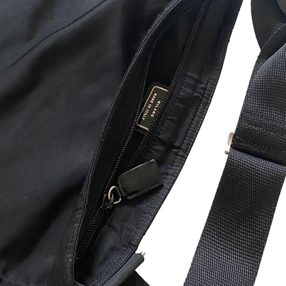 AUTHENTIC PRADA NYLON CROSS-BODY FLAT ZIPPER BAG BLACK, H: 10” X W: 12.25” - Picture 7 of 14